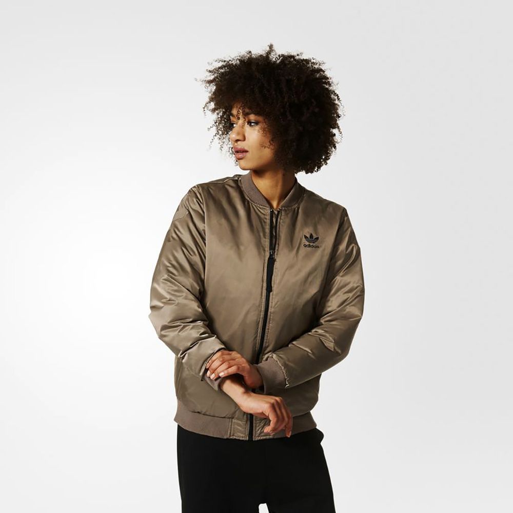 adidas Originals Wmns Mid Padded Bomber Jacket BQ7447 Brown FOOTonFOOT