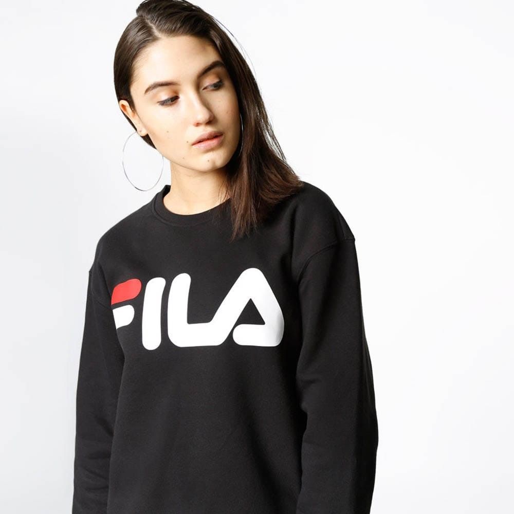 Fila Unisex Classic Logo Crewneck Sweatshirt 680431 002 Black Grey FOOTonFOOT